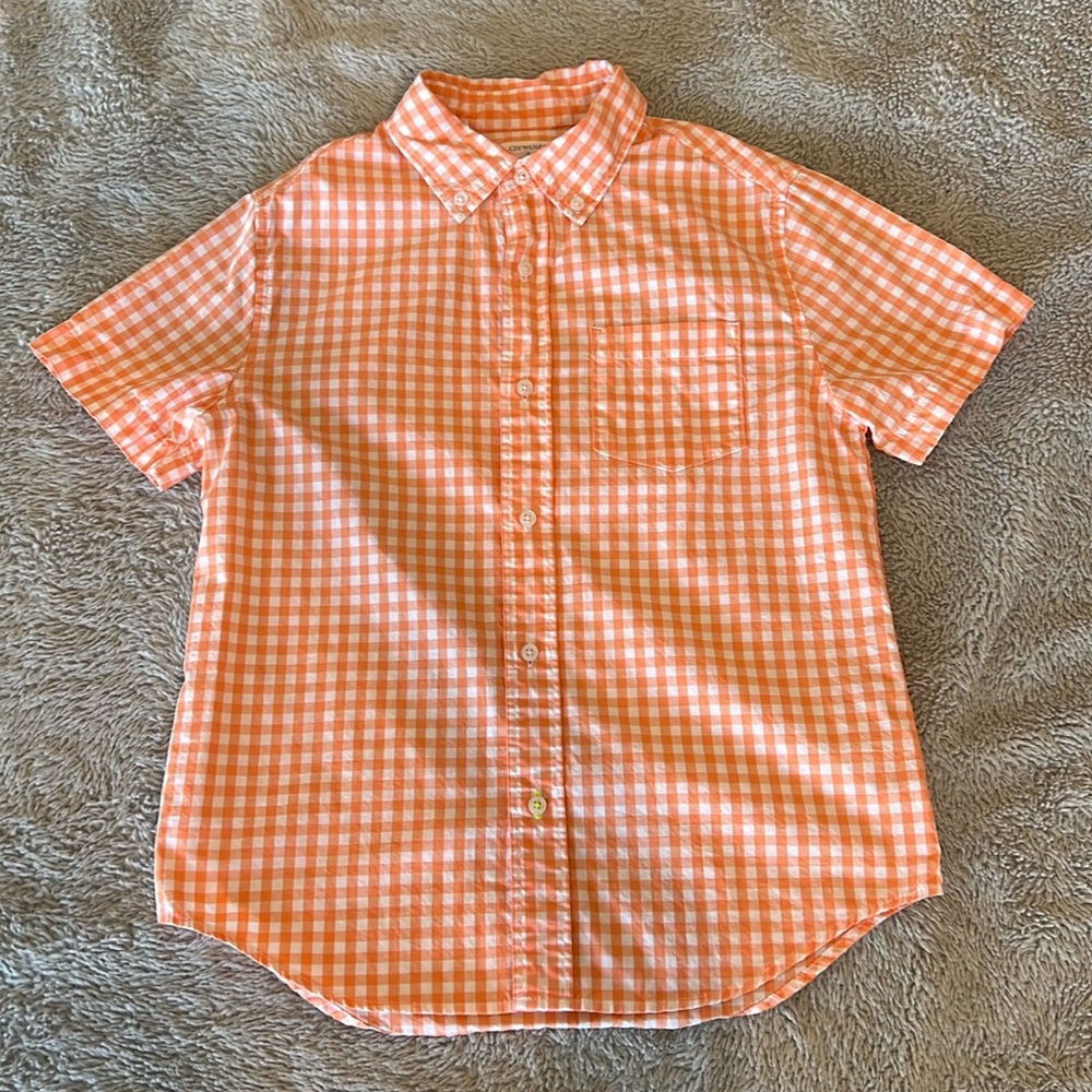 Crew Cuts (J. Crew) Orange Gingham Button Down Shirt - Boys Size 10